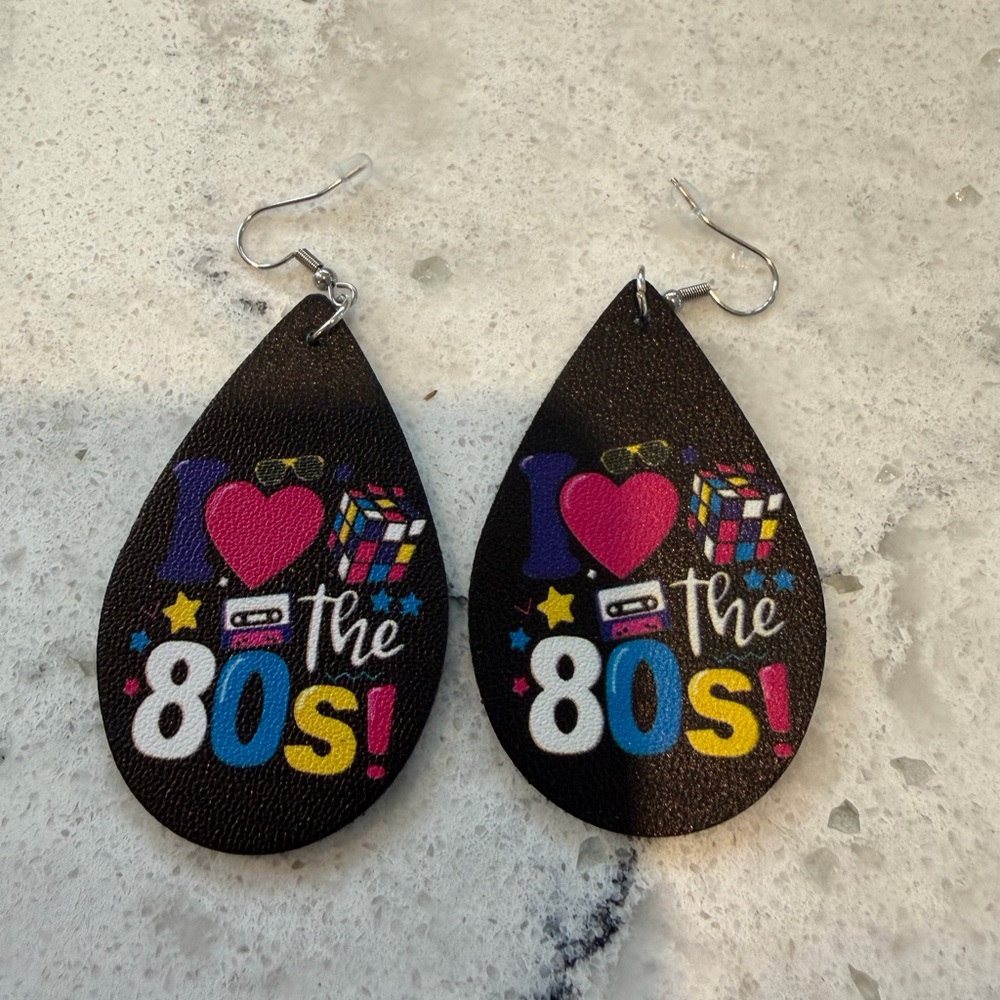 Source Unknown Retro 80s Black Earrings